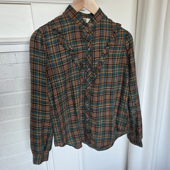 Vintage Tops - Vintage Sears The Fashion Place Green And Brown Flannel Womens Size 12